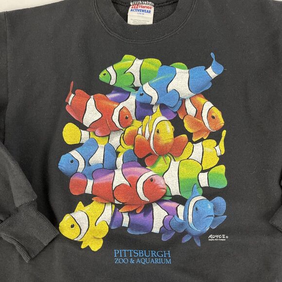 Vintage 90’s Hanes Pittsburgh Zoo & Aquarium Kids Sweatshirt Size L (14-16) Fish - Picture 2 of 6